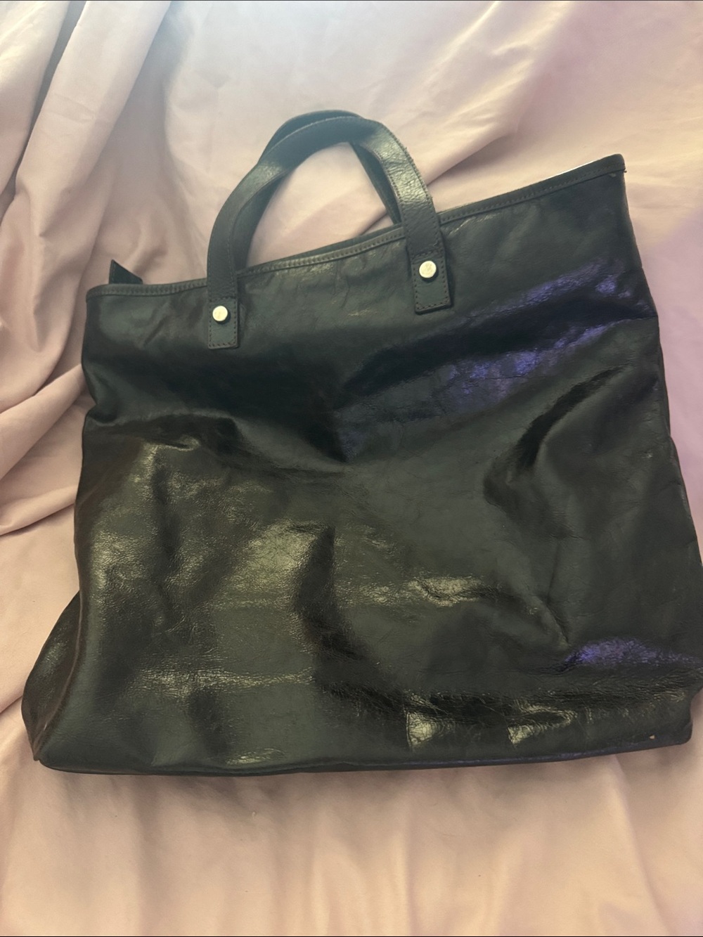 Minimalist Deep Dark Brown Leather Tote Handbag
